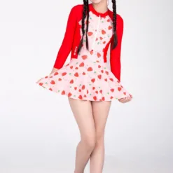 Baby girl swimsuit with lovely strawberry skirt