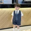 4-piece gentleman vest set with extremely luxurious tie for boys S03 _ Beekids